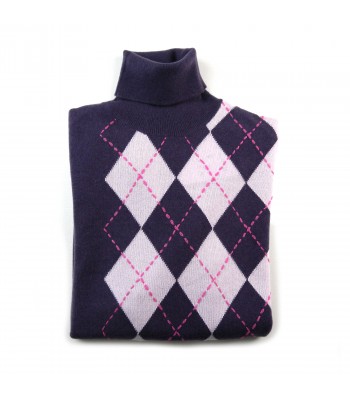 Daniel & Mayer Women's Turtleneck Sweater Pink / Purple Lozenges