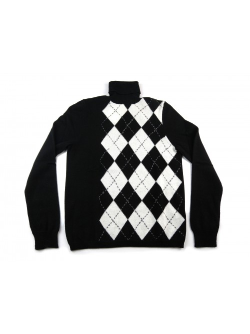 Daniel & Mayer Maglia Donna Dolcevita Losanghe Bianco/Nero