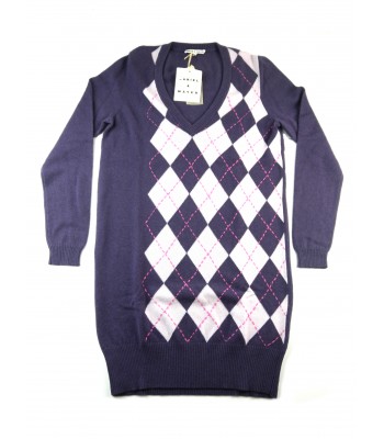 Daniel & Mayer Maxi Pull Donna Collo a V Losanghe Rosa/Viola 2