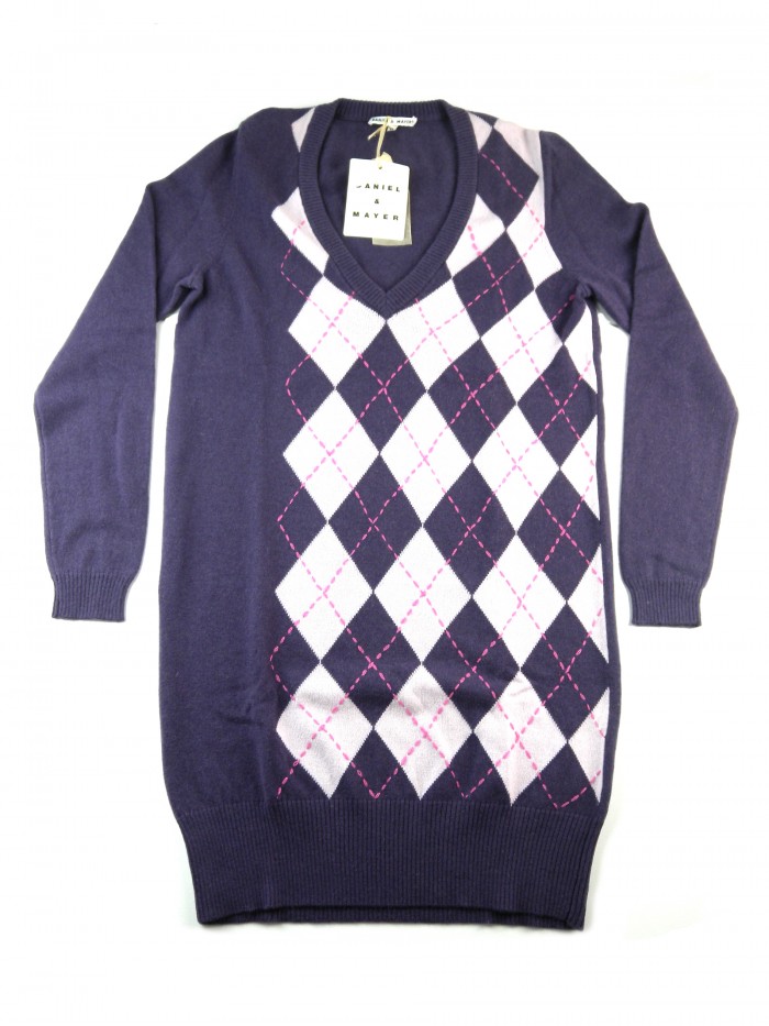 Daniel & Mayer Maxi Pull Donna Collo a V Losanghe Rosa/Viola