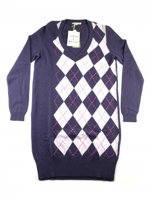 Daniel & Mayer Maxi Pull Donna Collo a V Losanghe Rosa/Viola