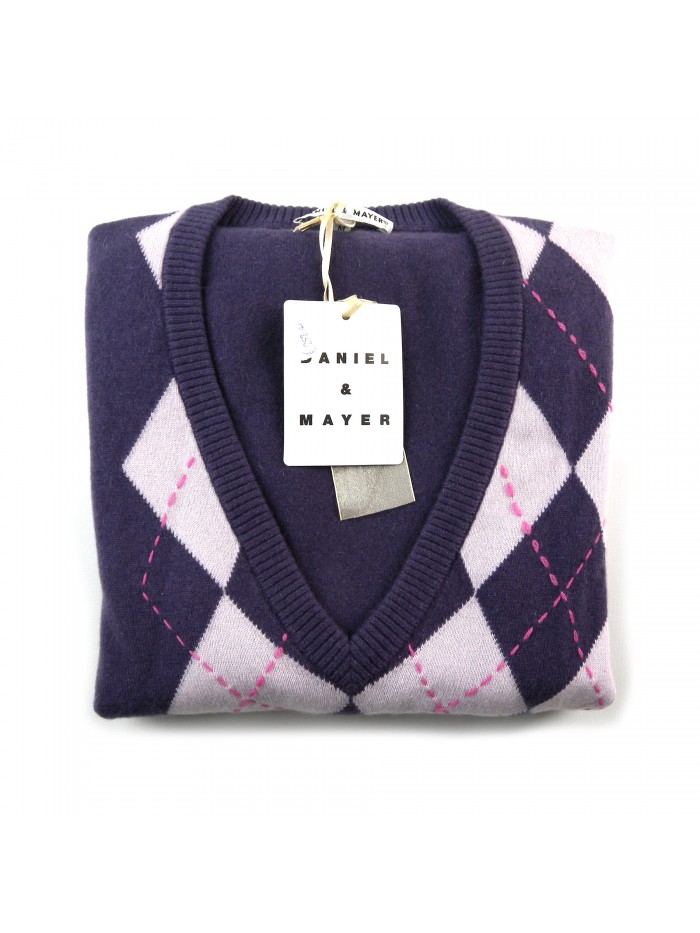 Daniel & Mayer Maxi Pull Donna Collo a V Losanghe Rosa/Viola Daniel & Mayer Maxi Pull Donna Collo a V Losanghe Rosa/Viola