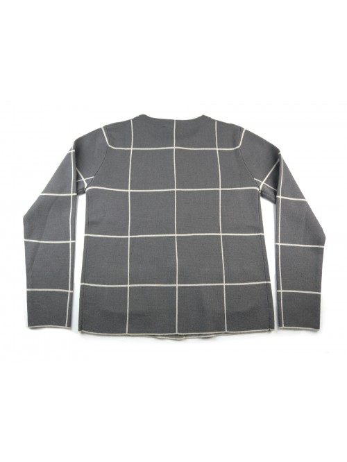 Daniel & Mayer Cardigan Donna a Quadri Tortora/Beige