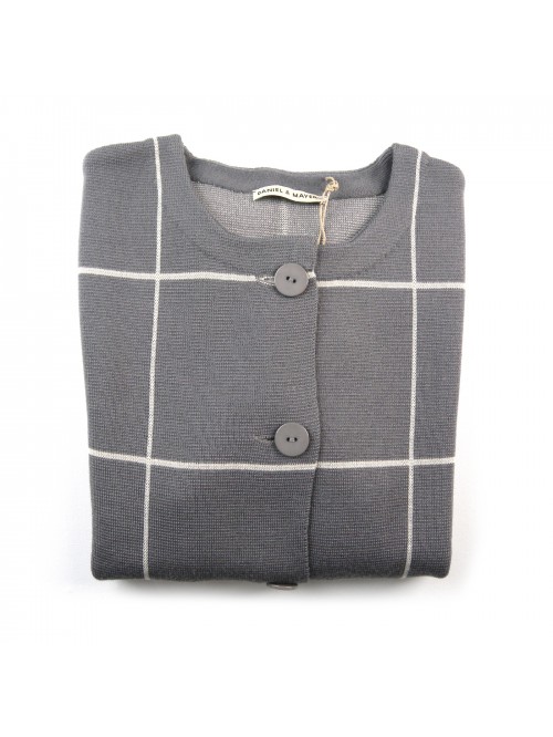 Daniel & Mayer Cardigan Donna a Quadri Tortora/Beige Daniel & Mayer Cardigan Donna a Quadri Tortora/Beige