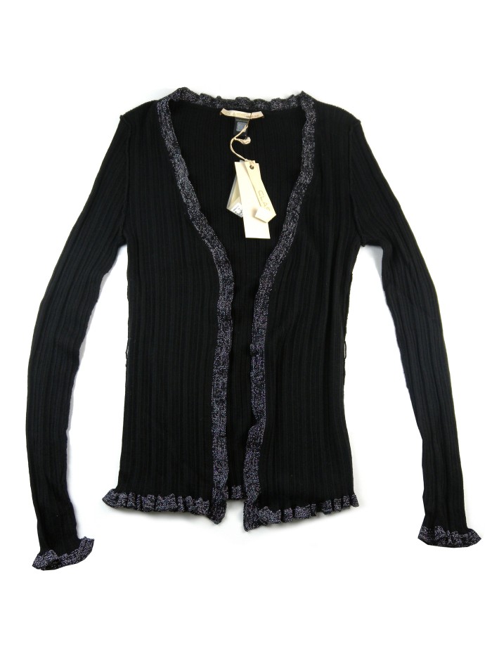 Roberto Cavalli Cardigan Donna Aperto Lurex Nero Roberto Cavalli Cardigan Donna Aperto Lurex Nero