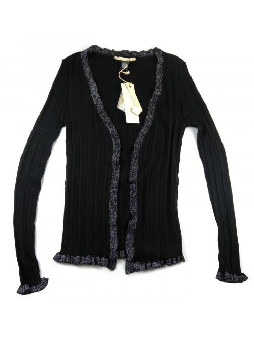 Roberto Cavalli Cardigan Donna Aperto Lurex Nero Roberto Cavalli Cardigan Donna Aperto Lurex Nero