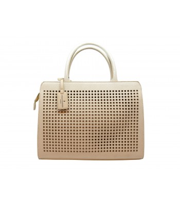 Rigid woman bag with perforated squares, double handle. 2