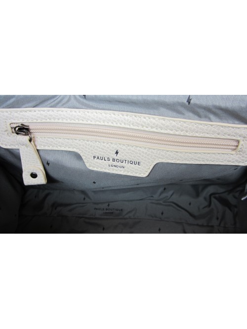 Rigid woman bag with perforated squares, double handle.