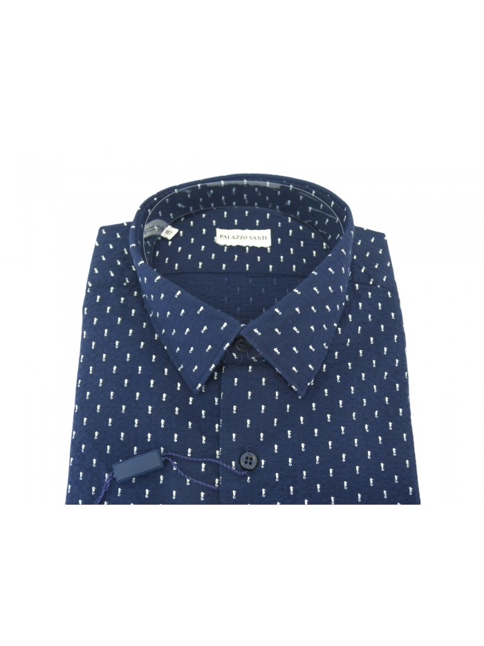 Palazzo Santi Man Shirt Art. 6355 COL 31 Slim Micro-pattern