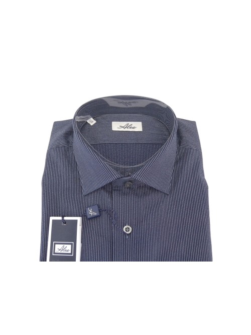 Alea Camicia Uomo Art. 2618 COL 10 Slim Rigata Blu/Grigio