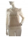 Tibi Transparent Woman Sweater Embroidered Powder