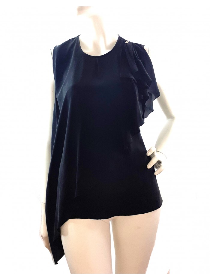 Elisabetta Franchi Maglia Donna Top Asimmetrica Nero Elisabetta Franchi Maglia Donna Top Asimmetrica Nero