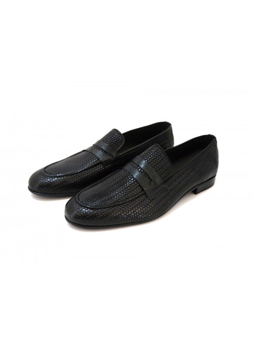 Exton Scarpa Uomo Art. 1021 Stampa Intreccio Soft Nero