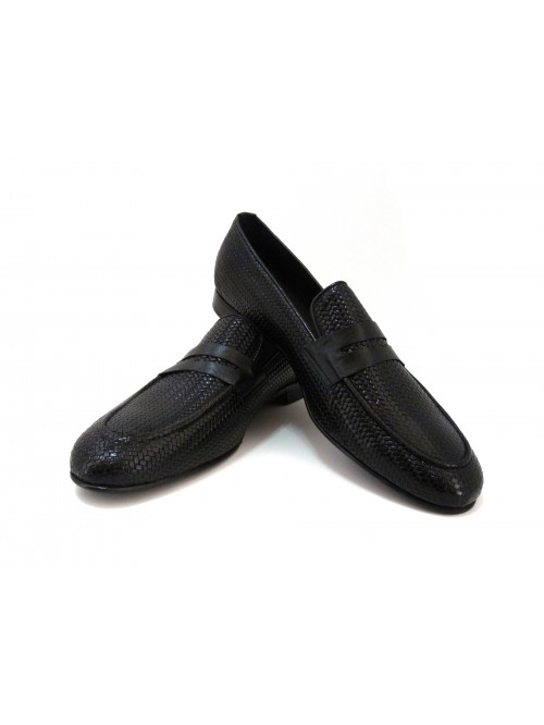 Exton Scarpa Uomo Art. 1021 Stampa Intreccio Soft Nero