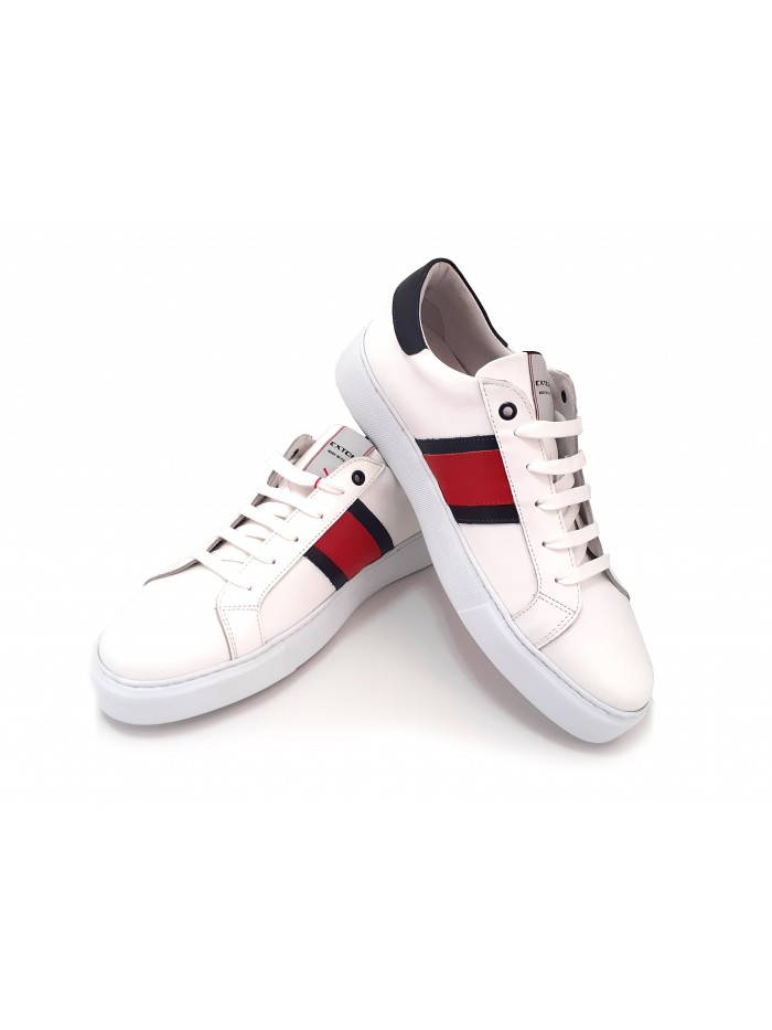 Exton Scarpa Uomo Art. 2109 Nappa Bianco/Rosso