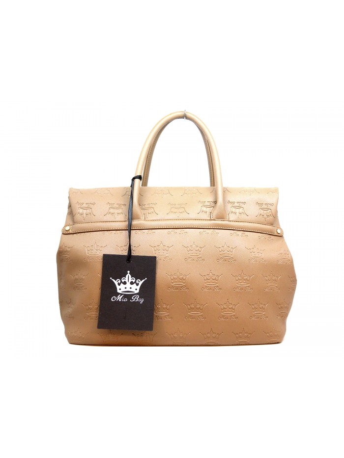 Semi rigid women bag with embossed logos