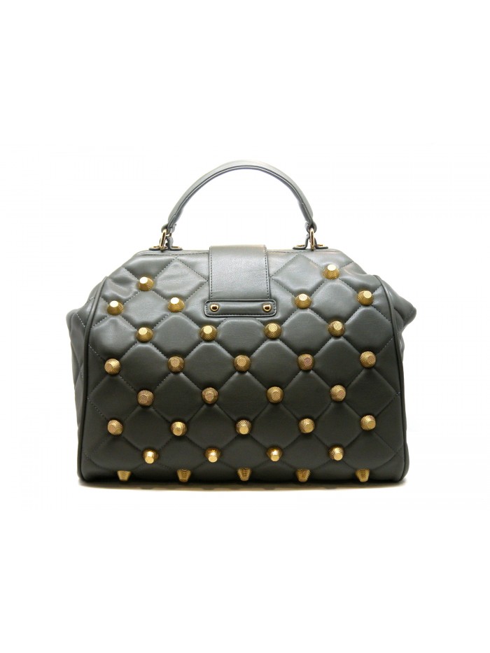 Woman Bag Quilted Doctor Bag quilted with gold studs.