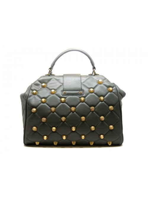 Woman Bag Quilted Doctor Bag quilted with gold studs.