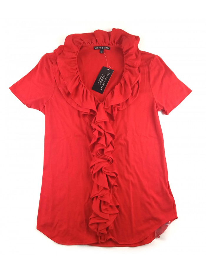 Ralph Lauren Maglia Donna Art. Raina Ruffle Top Rosso Ralph Lauren Maglia Donna Art. Raina Ruffle Top Rosso