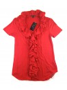 Ralph Lauren Women's Shirt Art. Raina Ruffle Top Red
