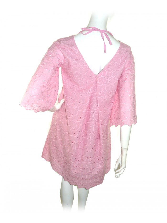 i Blues Women's Dress with Pink Floral Sangallo Pattern