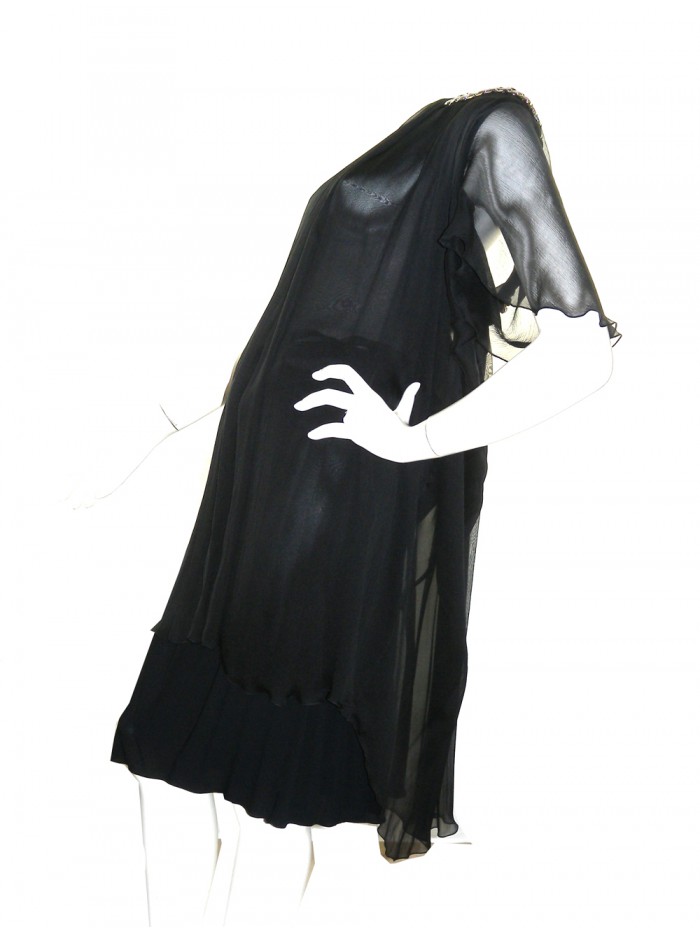 Alberta Ferretti Abito Donna Drappeggio Chiffon Nero