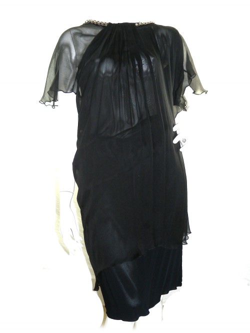 Alberta Ferretti Women's Black Chiffon Draped Dress Alberta Ferretti Women's Black Chiffon Draped Dress