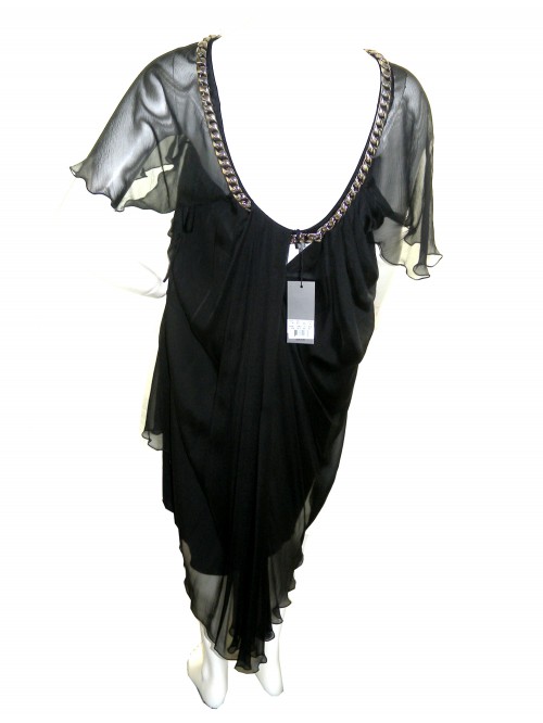 Alberta Ferretti Women's Black Chiffon Draped Dress