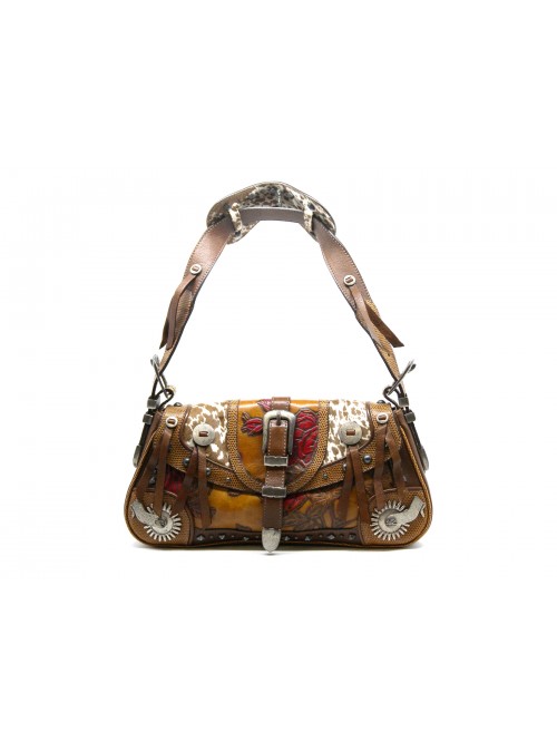 Woman Bag Speroni, with relief print red roses with fringe. Woman Bag Speroni, with relief print red roses with fringe.