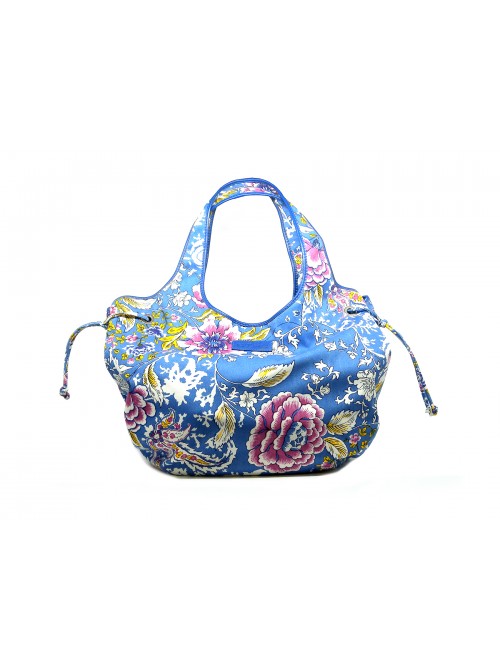 Borsa Donna Shopping fantasia fiori su tessuto, Borsa Donna Shopping fantasia fiori su tessuto,