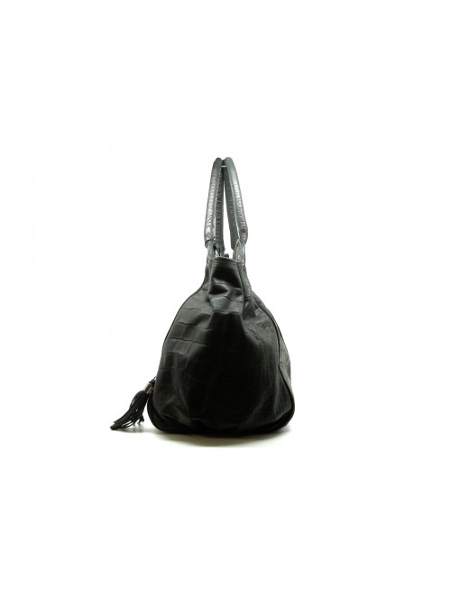 Secret Pon Pon Bag with a crocodile pattern