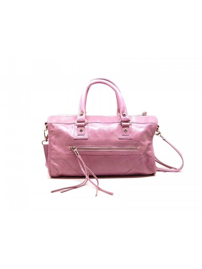 Borsa Donna Bowling Bag Bauletto, doppia impugnatura corta e tracolla regolabile,