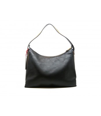 Blueberry line Woman bag with superimposed flowers in leather 2