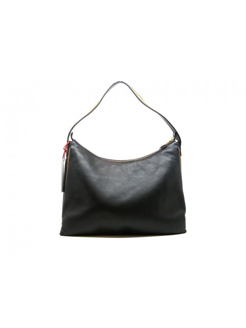 Borsa Donna linea mirtillo con fiori sovrapposti in pelle