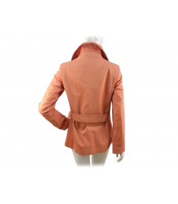 Double breasted women's jacket with back belt. 2