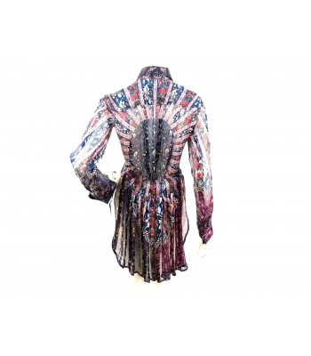 Camicia Donna lunga con fantasia floreale, spacchi laterali  2