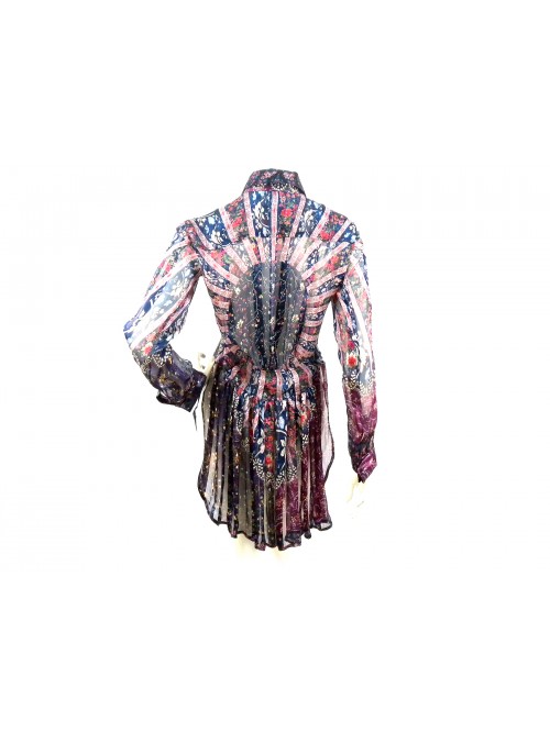 Long shirt with floral pattern, side slits