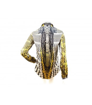 Camicia Donna con fantasia geometrica simmetrica e bottoni a scomparsa 2
