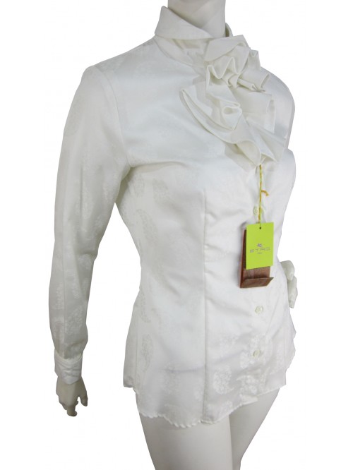 Camicia Donna con fantasia damascata su tinta