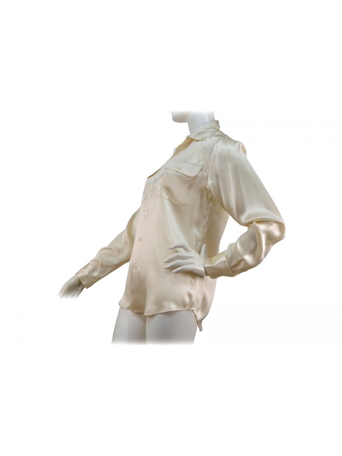 Camicia Donna tinta unita taglio classico con taschini petto chiusura