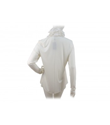 Camicia Donna tinta unita, volant alto petto e collo. 2