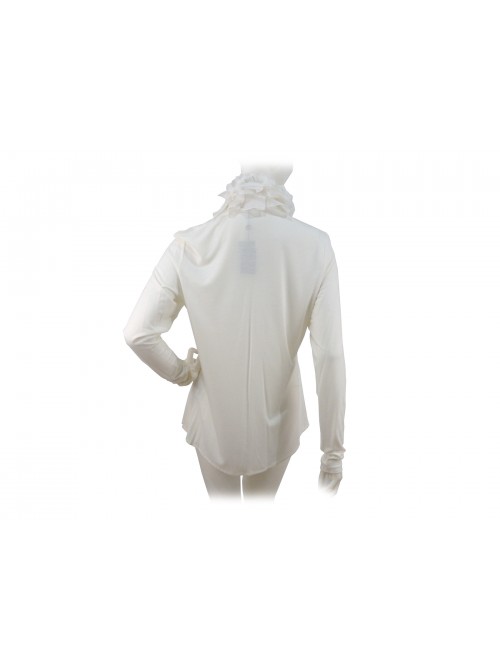 Camicia Donna tinta unita, volant alto petto e collo.