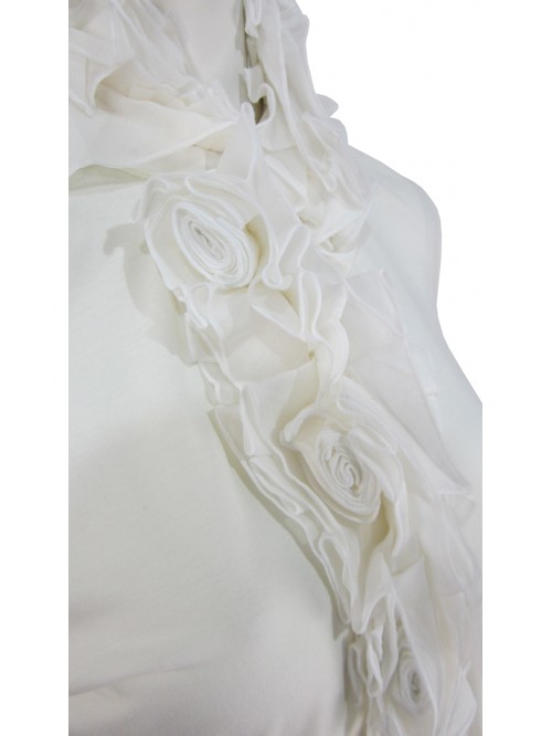 Camicia Donna tinta unita, volant alto petto e collo.