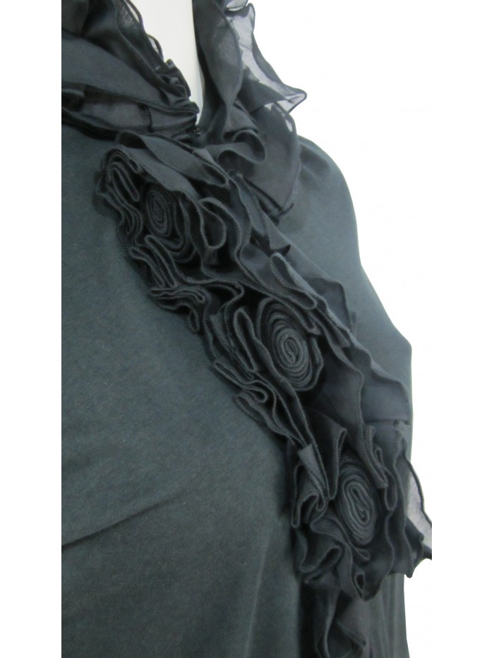 Camicia Donna tinta unita, volant alto petto e collo.