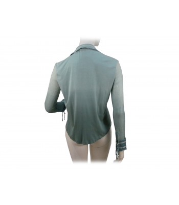 Camicia Donna con ricamo floreale su tessuto a contrasto trasparente 2