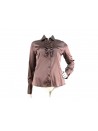 Flared Women's shirt with classic collar and chest rouge.