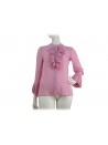 Shirt Woman Korean collar with pleated decoration and 3/4 sleeves.