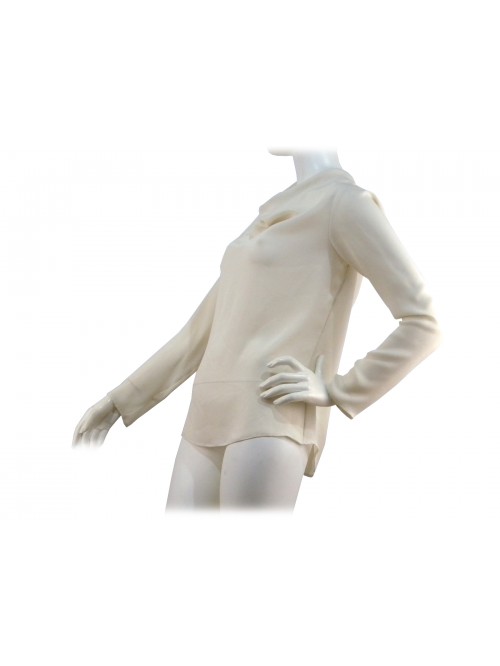 Shirt Blouse woman soft at the neck with single button back