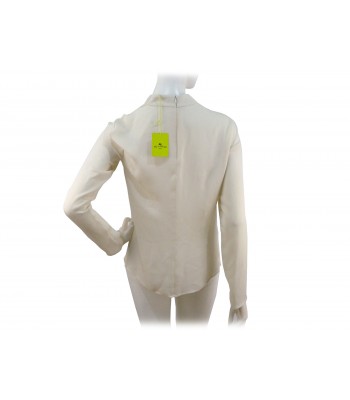 Shirt Blouse woman soft at the neck with single button back 2