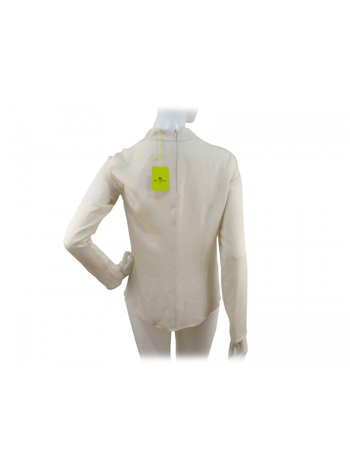 Shirt Blouse woman soft at the neck with single button back